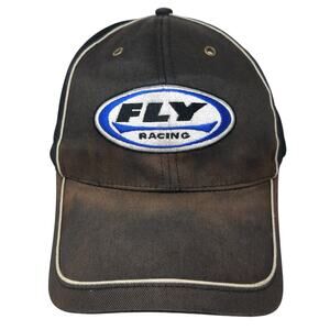 Fly Racing Strapback Baseball Cap Black One Size Adjustable Embroidered 6 Panel